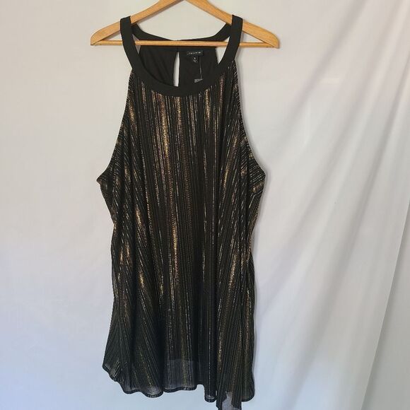 Torrid Black Gold Stripe Goddess Tunic Sleeveless NWT - Picture 2 of 6